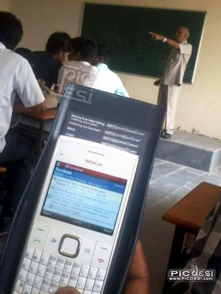 Facebook in Class Room India Funny Picture