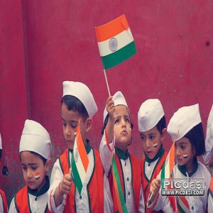 Cute Kids with Indian Flag