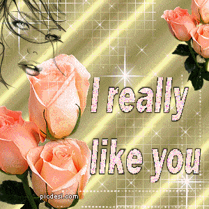 I Really Like You Pink Roses Glitter Flowers Picture