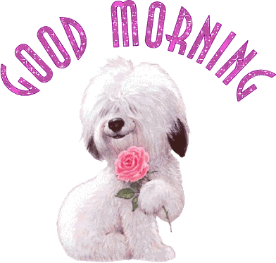 Good Morning Cute Dog with Rose