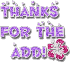 Thanks for the Add Purple Flower Glitter Thanks for Add Picture