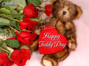 Happy Teddy Day - Teddy with Roses
