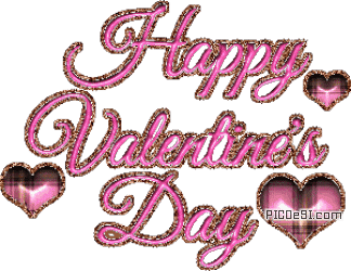 Happy Valentines Pink Glitter Hearts Valentines Day Picture