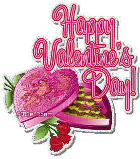 Happy Valentines Roses & Gift Glitter Valentines Day Picture