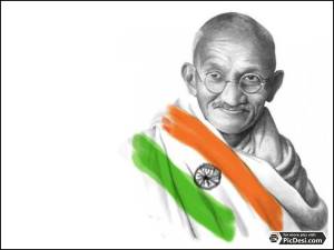 Mahatma Gandhi Picture with Indian Flag