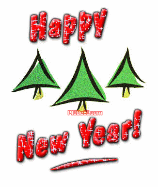 Happy New Year Glitter Trees New Year Picture