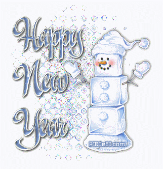 Happy New Year Snowman Glitter