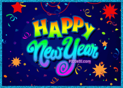 Happy New Year Rainbow Colors Scrap New Year Picture